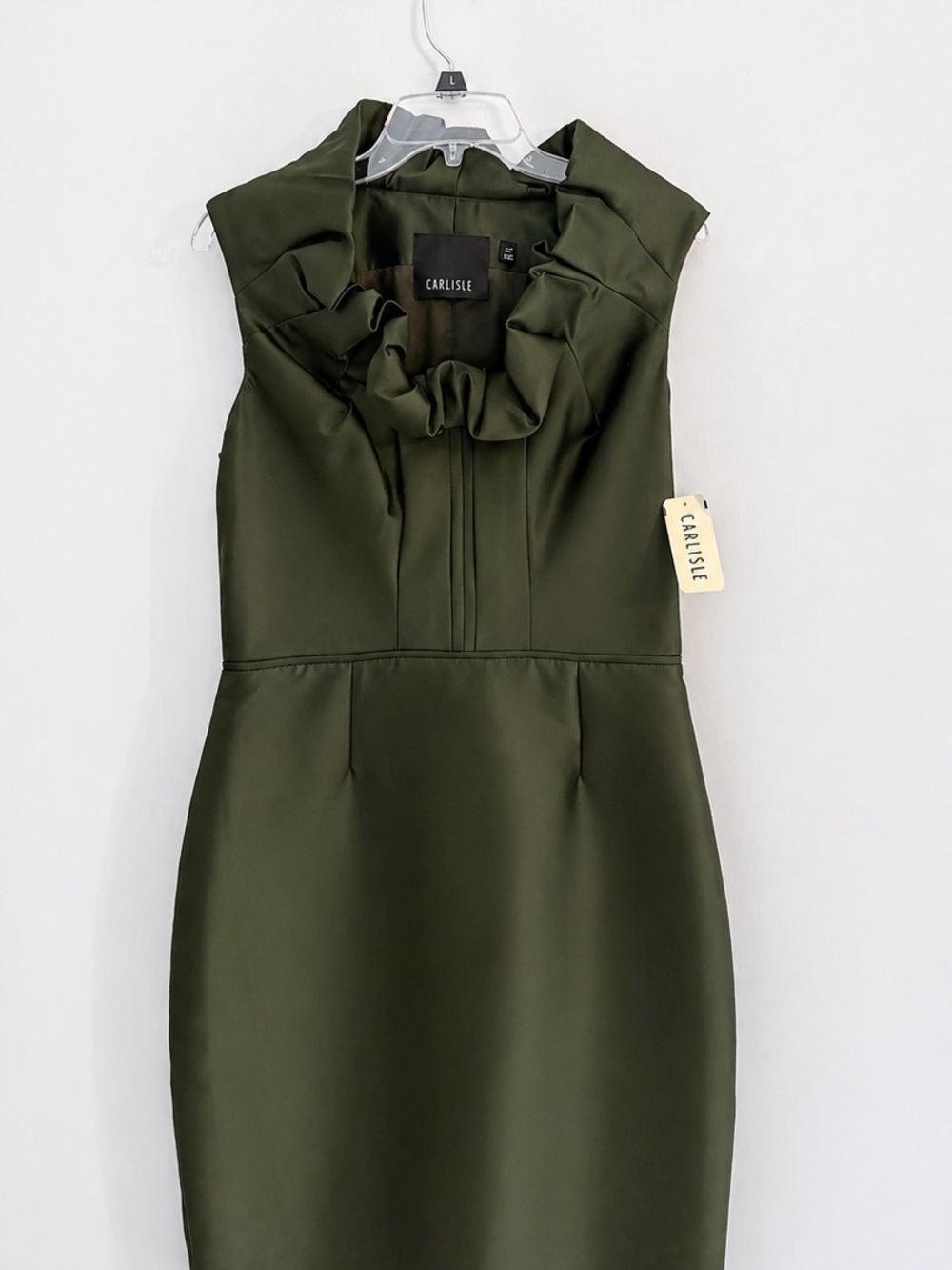 Carlisle Dark Green Silk Wool Sheath Dress NWT Size 12 Elegant Occasion